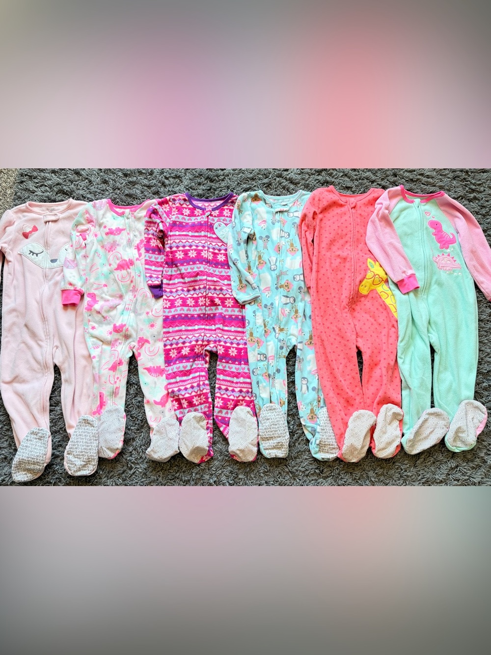 3T toddler girls footed pajamas